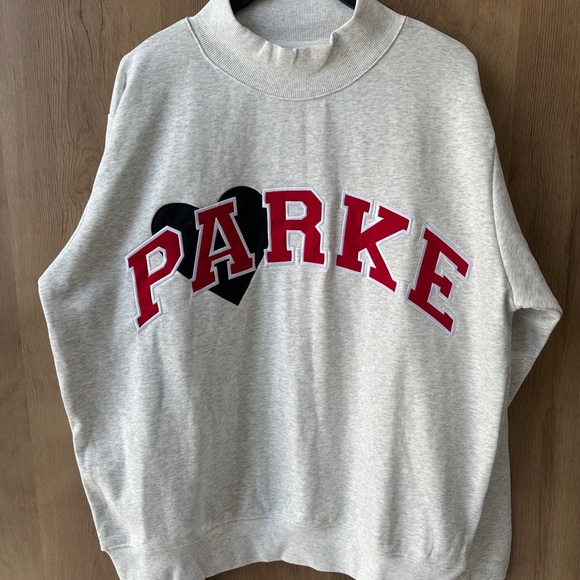 Parke Tops - Parke Jean Heart Varsity Mockneck Sizes: S/M